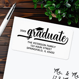 Studentmössa Chic Script-Returadress Adressetikett