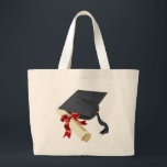 Studentmössa & diplom jumbo tygkasse<br><div class="desc">Svart studentendiplomhatt och diplomparchment som är hoprullad och säkras med ett rött crimson kulört band</div>