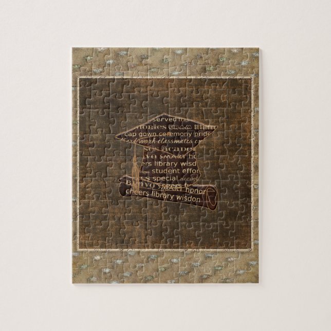 Studentmössa & diplom, studentenorddesign pussel (Vertikal)