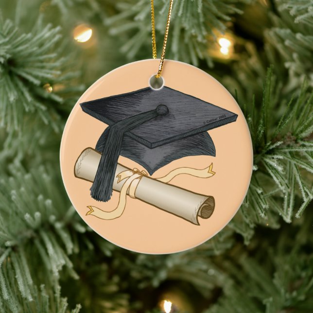 Studentmössa Diploma Julgransprydnad Keramik (Träd)