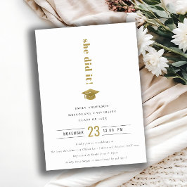 Studentmössa för minimal Guld-typografi för elegan Inbjudningar