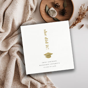 Studentmössa för minimal Guld-typografi för elegan Pappersservett