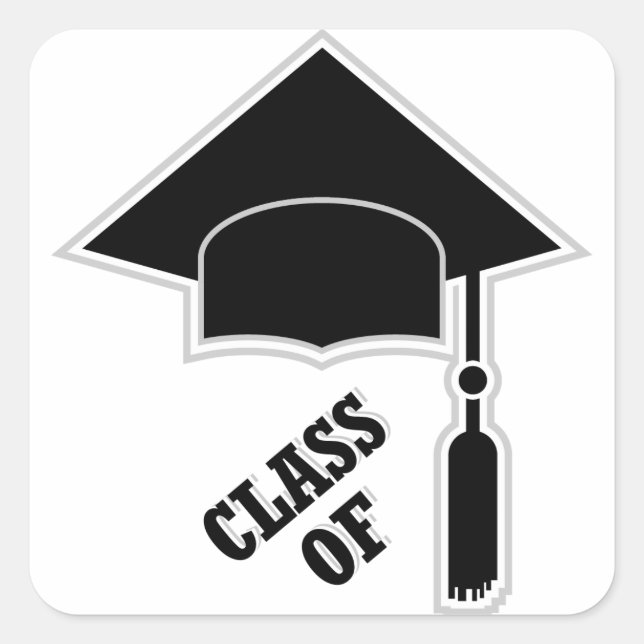 Studentmössa Fyrkantigt Klistermärke (Framsida)