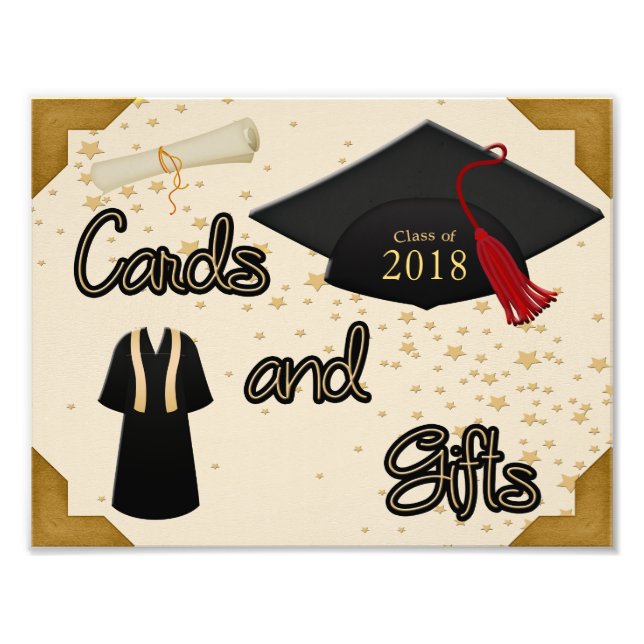 Studentmössa Gown- & Tassel Cards Gift Bord-tecken Fototryck (Framsidan)