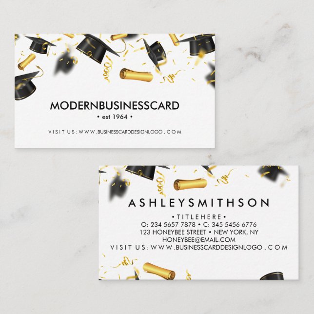 Studentmössa Grown School Collage Visitkort (Fram/baksida)