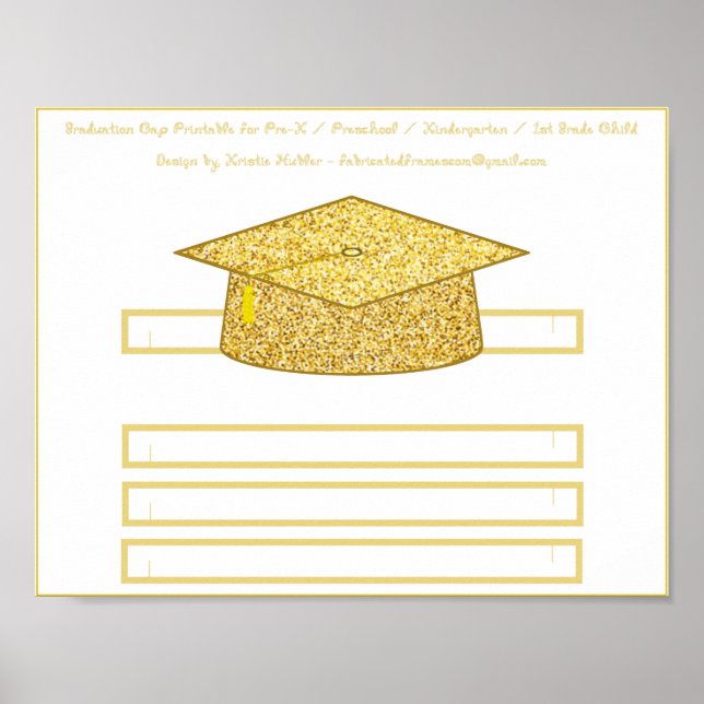 Studentmössa Guld Glitter Papper Hat-utskrivbar Poster (Framsidan)