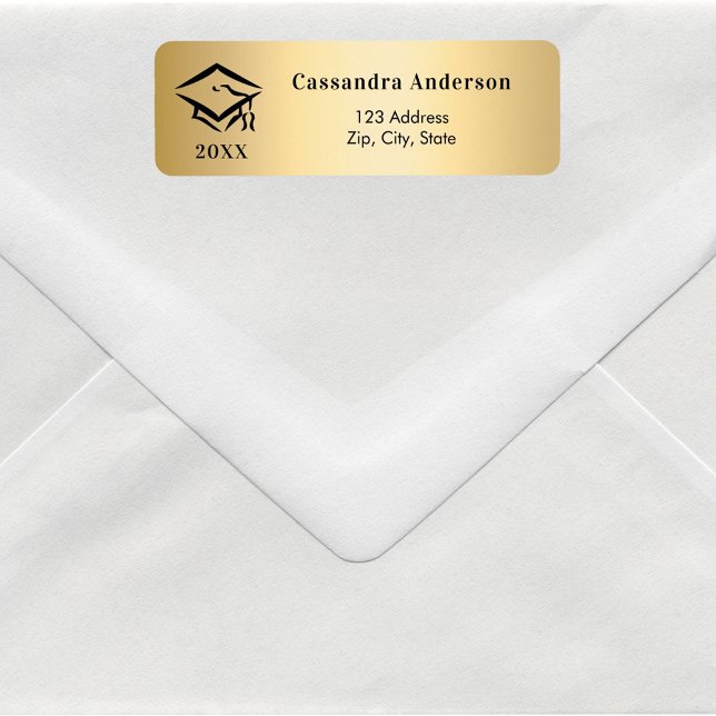 Studentmössa guld returadress returadress etikett (Skapare uppladdad)