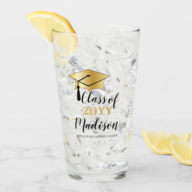 Studentmössa - Klassen Tassel Black Guld 2023 Glaskopp (Framsida Ice)