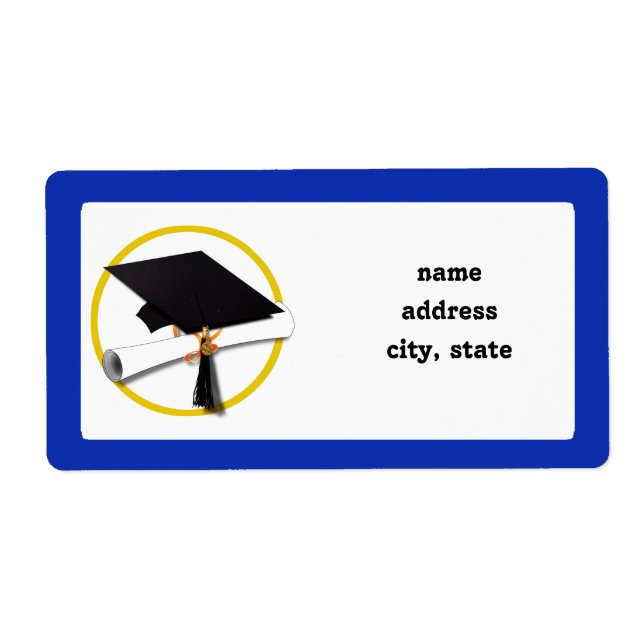 Studentmössa med diplomat - Mörk blått bakgrund Fraktsedel (Framsidan)