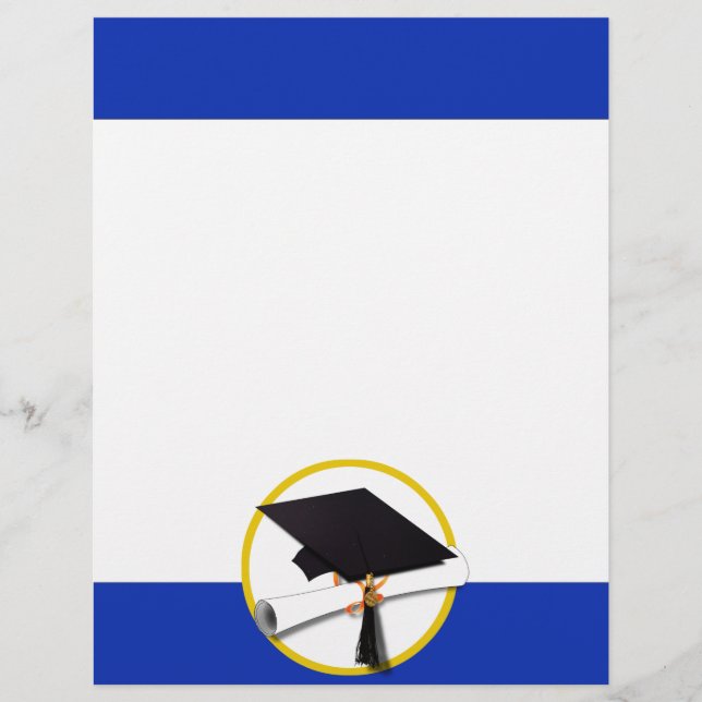 Studentmössa med diplomat - Mörk blått bakgrund Reklamblad (Framsidan)