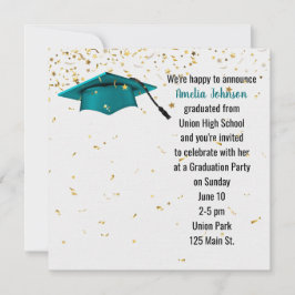 Studentmössa med Guld Confetti Inbjudningar
