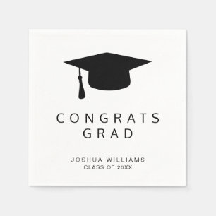 studentmössa Minimalistisk Gratulerar för svartv Pappersservett