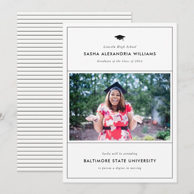 Studentmössa Modern Photo Grad-meddelande Meddelande (Fram/baksida)