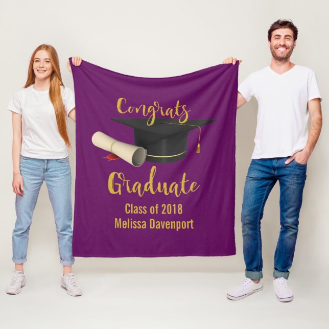 Studentmössa och diplomat Gratulerara Student Fleecefilt (På plats)