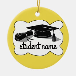 Studentmössa och diplomati julgransprydnad keramik