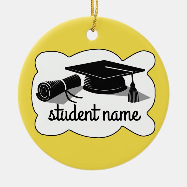 Studentmössa och diplomati julgransprydnad keramik (Framsidan)
