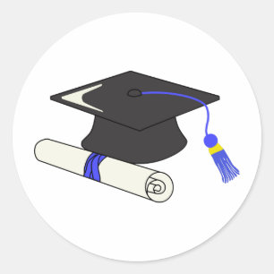 Studentmössa och diplomati runt klistermärke