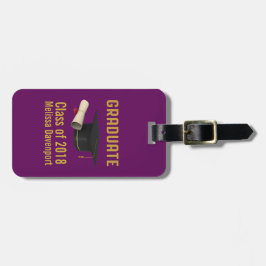 Studentmössa och examensbevis för Lila klass 20XX Bagagebricka