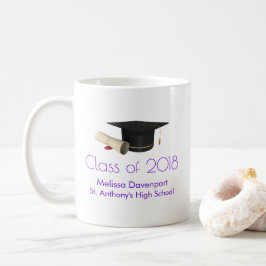 Studentmössa och examensbevis för Lila klass 20XX Kaffemugg