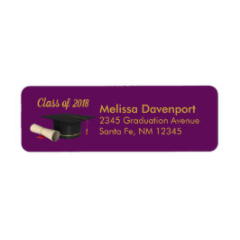 Studentmössa och examensbevis för Lila klass 20XX Returadress Etikett