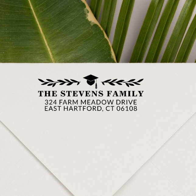 Studentmössa och Namn Adress Självfärgande Stämpel (Skapare uppladdad)