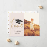 Studentmössa och Tassel Gold Foil Photo Announce