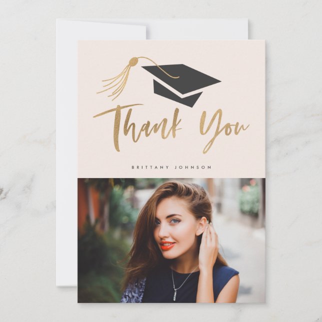 Studentmössa och Tassel Gold Foil Photo  Meddelande (Framsida)