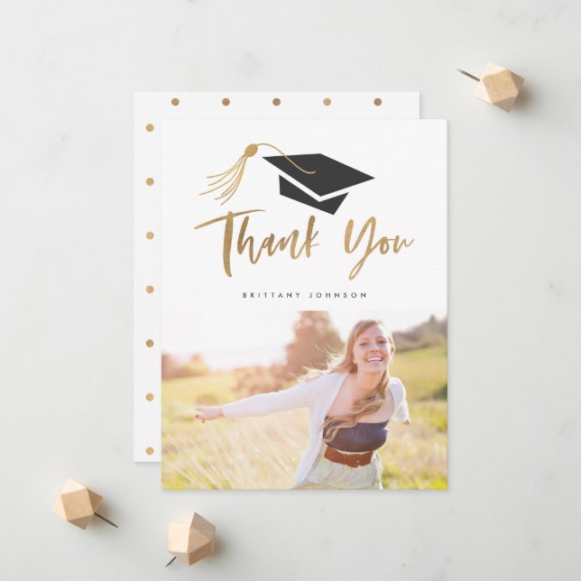 Studentmössa och Tassel Gold Foil Photo Meddelande (Fram/Back In Situ)
