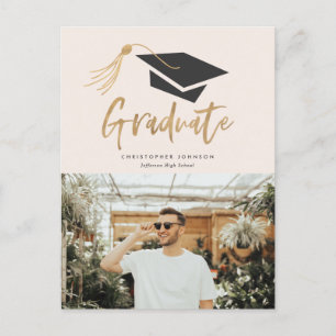 Studentmössa och Tassel Gold Foil Photo Party Meddelande Vykort
