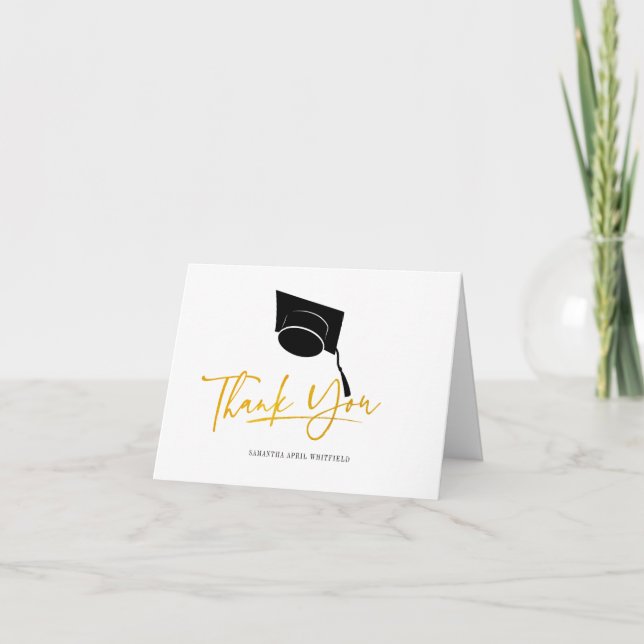 Studentmössa Tassel Typography Faux Guld Tack Kort (Framsida)