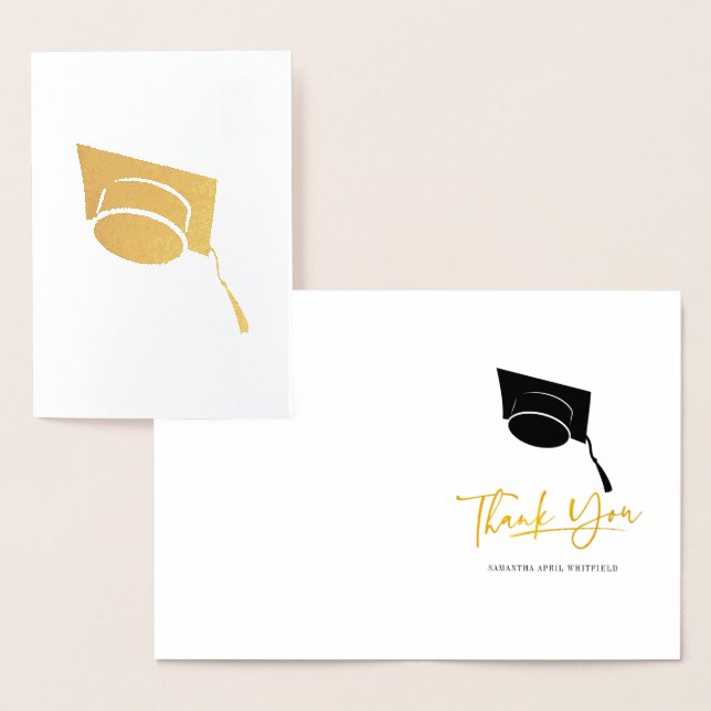 Studentmössa Tassel Typography Guld Tack Folierat Kort (Display)