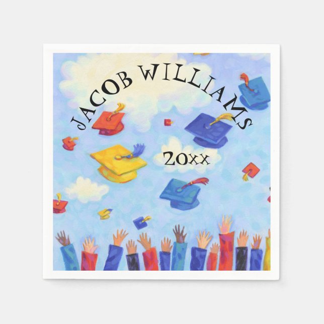 Studentmössa Toss, lägg till Namn och år Pappersservett (Framsidan)