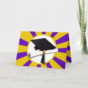 Studentmössa w/Diploma - Guld & Lila Meddelande