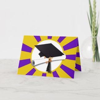 Studentmössa w/Diploma - Guld & Lila Meddelande