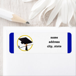 Studentmössa w/Diploma - Mörk blått Returadress Etikett