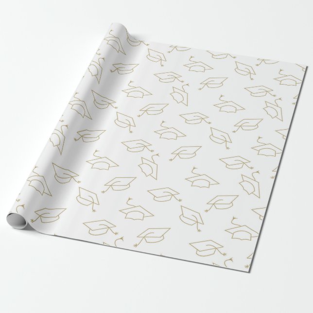 Studentmössa White Guld Metallic Presentpapper (Utrullad)