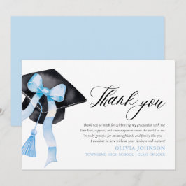 Studentmössan Blue Bow Coquette - tackkort Inbjudningar