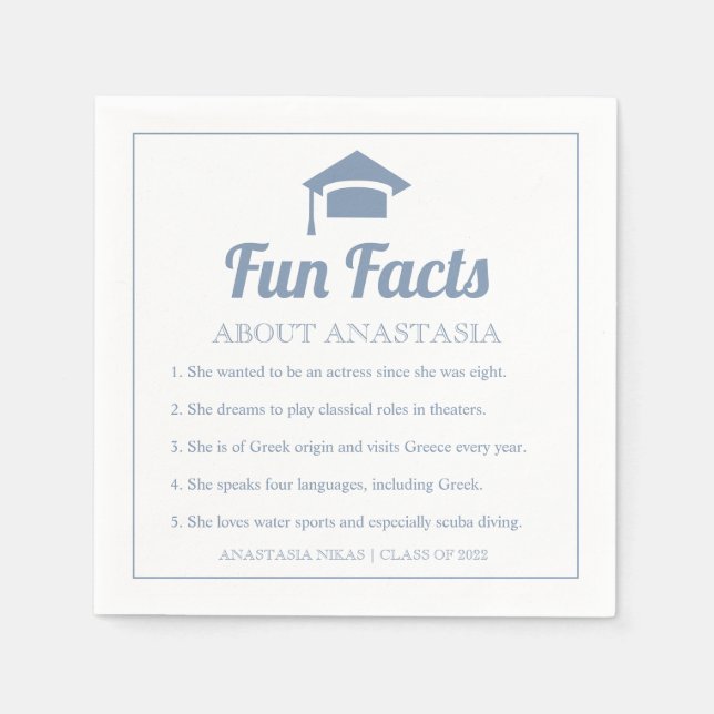 Studentmössan Dusty blue typography Roligt Facts Pappersservett (Framsidan)