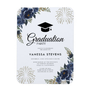 Studentmössan Party i den blå Blommigten Magnet