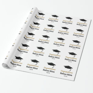 Studentmössan Svarta och vita Grattisar Presentpapper