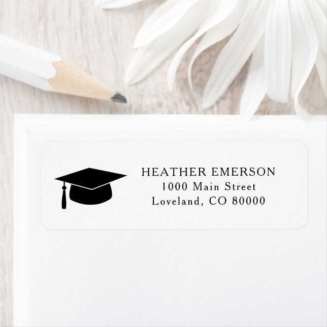 Studentmössans adressetikett för returadress returadress etikett (Graduation Cap Return Address Label by Painted Paperie)