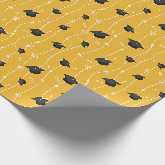 Studentmössor för gult och menyfliksområde presentpapper (Hörn)