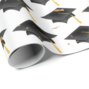 Studentmössor och Guld-konfetti Presentpapper