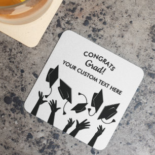 Studentmössor Toss Modern Gratulerar Grad-Anpassni Underlägg Papper Kvadrat