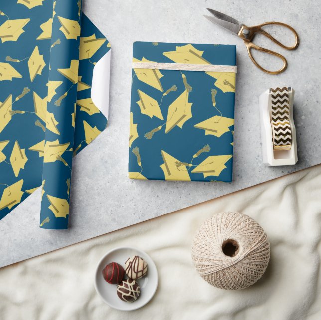 Studentmössorna guld i Luft vid den blå Roligten P Presentpapper (Hantverk)