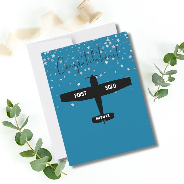 Studentpilot Första Ensamflygning Flygplan Grattis Vykort (Skapare uppladdad)