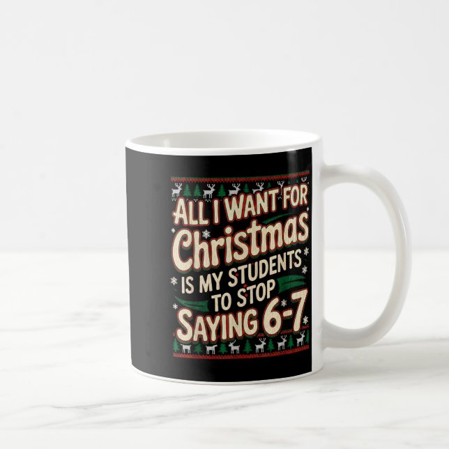 Students Saying 67 Christmas Teacher Ugly Christma Kaffemugg (Höger)