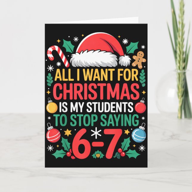 Students Saying 67 Meme Six Seven Funny Christmas  Kort (Framsida)