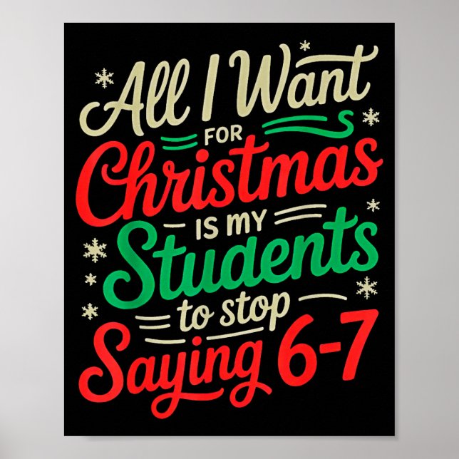 Students Saying 6-7 67 Six Seven Funny Teacher Chr Poster (Framsidan)