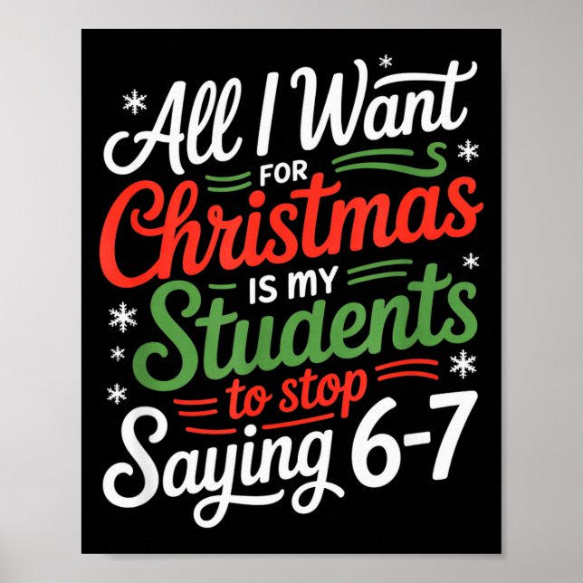 Students Saying 6-7 67 Six Seven Funny Teacher Chr Poster (Framsidan)